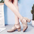 Black Luxury Style Women Summer Sandals Hollow Out Leather Rhinestones Thick Heel Zipper Sandals Beach Sandals Rhinestone Hollow Out Non Slip Breathable Casual Rhinestone Summer Fashion Comfy Sandals