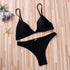 Black Micro Bikini Set Women 2 Pieces Swimsuit Swimwear Push Up Padded Bra Thongs Bathing Suit Beachwear Women's Tie Side Bottom Padded Top Triangle Bikini Bathing Suit