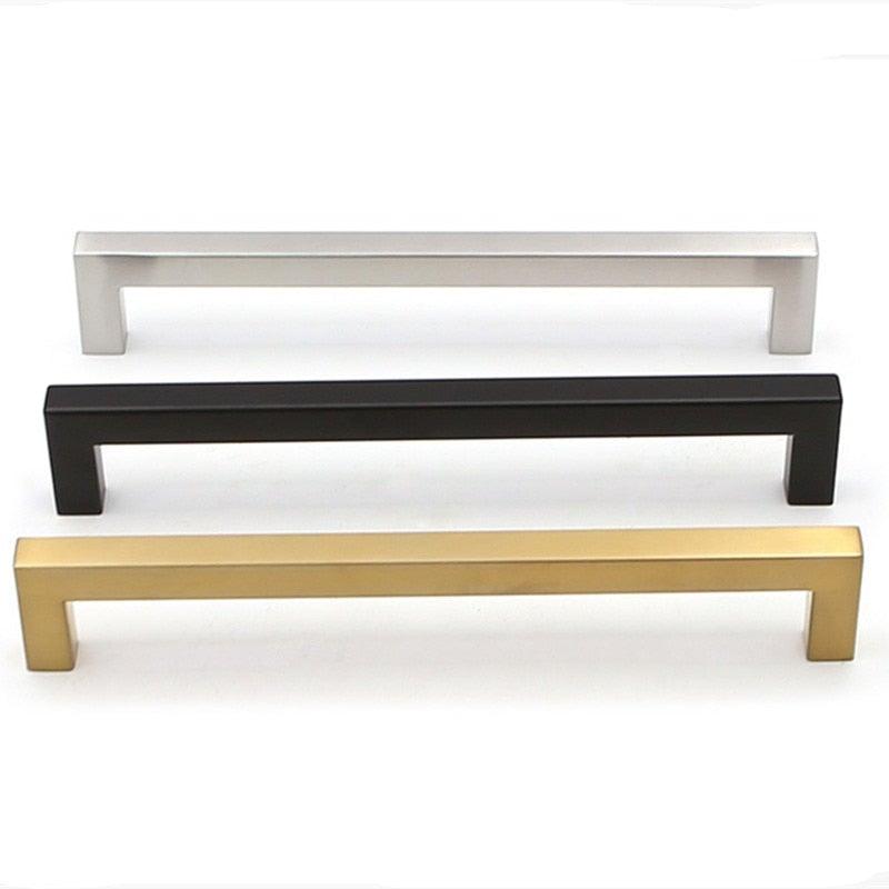 Black Silver Gold Cabinet Handle Square Furniture Hardware Stainless Steel Kitchen Door Knobs Cupboard Wardrobe Drawer Pulls  Square Bar Cabinet Pull Drawer Handle Stainless Steel Modern Hardware For Kitchen And Bathroom Cabinets