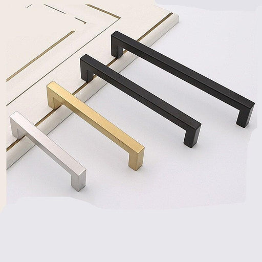 Black Silver Gold Cabinet Handle Square Furniture Hardware Stainless Steel Kitchen Door Knobs Cupboard Wardrobe Drawer Pulls  Square Bar Cabinet Pull Drawer Handle Stainless Steel Modern Hardware For Kitchen And Bathroom Cabinets