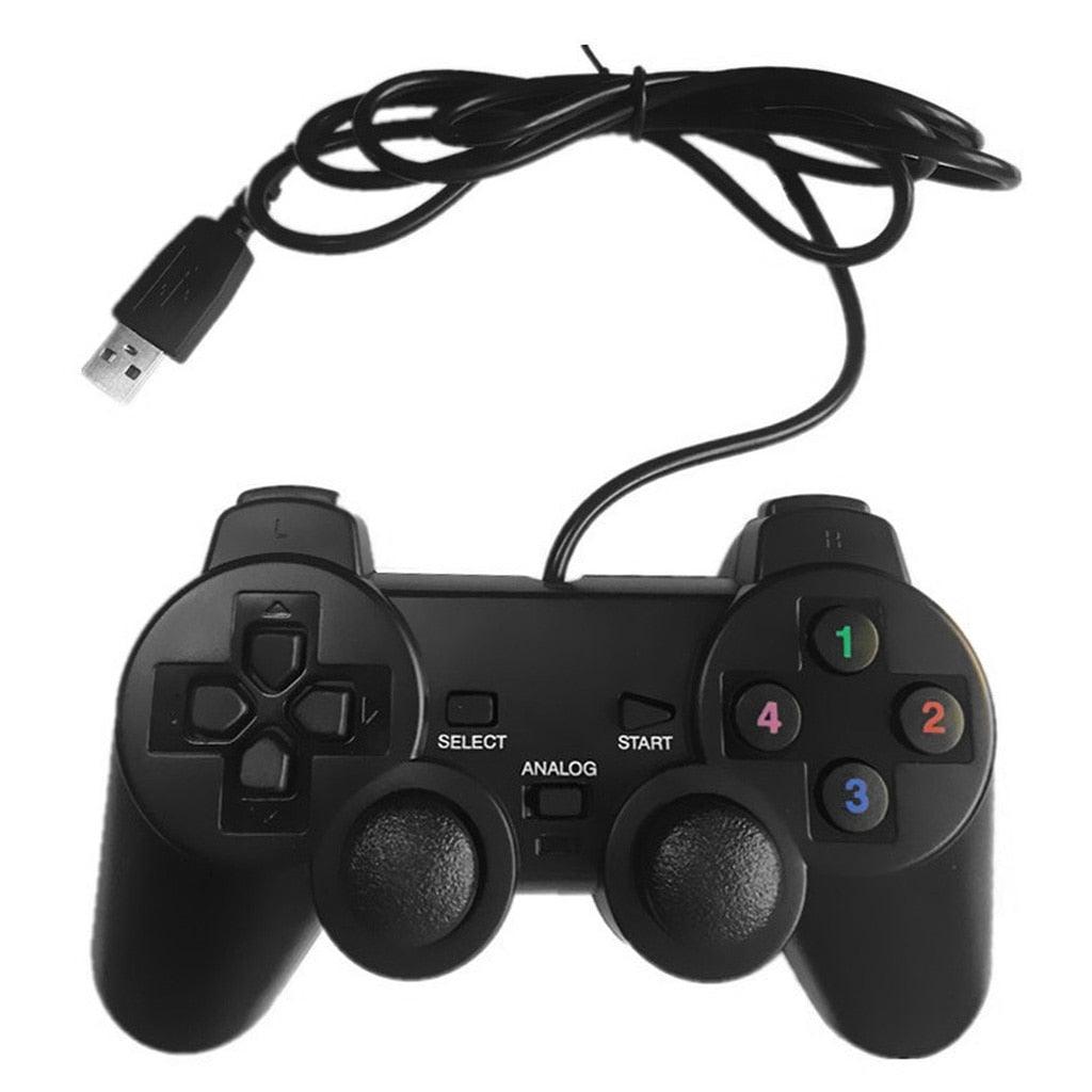 Black Solid Wired Vibration Joystick Gamepad Handle Controller Compatible With PC Laptop Computer - STEVVEX Game - 221, best quality joystick, controller for pc, game, Game Controller, Game Pad, gamepad joystick, joystick, joystick for games, lightweight Game Pad, portable Game Pad, Quality Game Pad, Simple Controller, Simple Game Controller, sustainable joystick - Stevvex.com