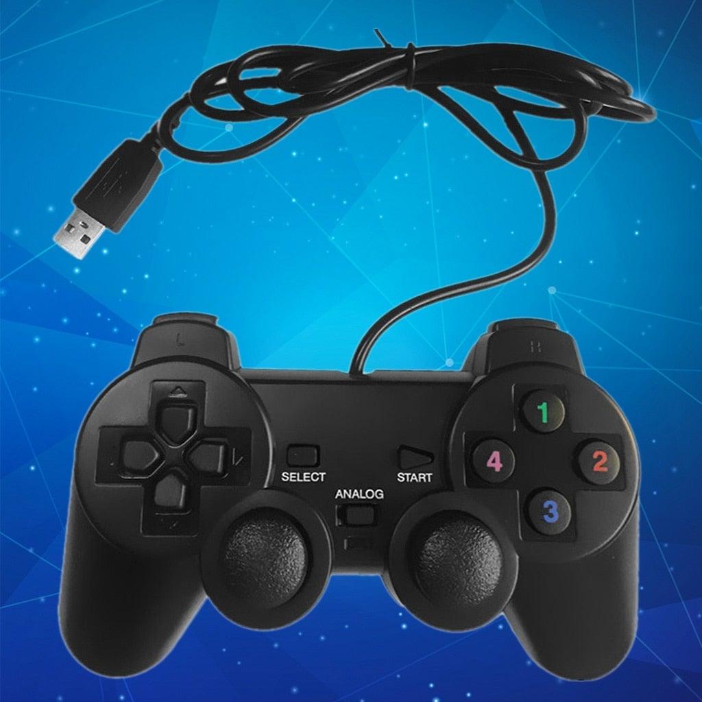 Black Solid Wired Vibration Joystick Gamepad Handle Controller Compatible With PC Laptop Computer - STEVVEX Game - 221, best quality joystick, controller for pc, game, Game Controller, Game Pad, gamepad joystick, joystick, joystick for games, lightweight Game Pad, portable Game Pad, Quality Game Pad, Simple Controller, Simple Game Controller, sustainable joystick - Stevvex.com