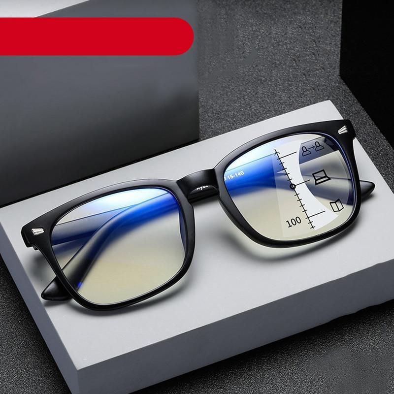 Black Square Multifocal Progressive Reading Glasses For  Men Fashion With Diopters Anti-glare Computer Reading Gaming TV Phones Transparent Glasses For Women Men