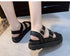 Black Summer Woman Flat Platform Sandals Women Soft Leather Casual Open Toe Women Shoes Slides Sandals Comfort Footbed Double Buckle Adjustable Slippers Summer Non Slip Flat Elegant Sandals