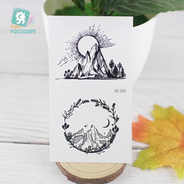 Black Temporary Waterproof Tattoo Sticker Mountains Tree Body Decoration Elegant Stylish Design - STEVVEX Beauty - 103, Arm Tattoo, Beauty, Black Tattoos, Body Tattoo, Fashion Tattoo, Girls Tattoo, Leg Tattoo, Luxury Tattoo, Men Tattoo, Modern Tatoos, Modern Tattoo, Moon Tattoo, Mountains Tattoo, Nature Tattoo, Small Tattoo, Stylish Tattoo, Tattoo, Waterproof Tattoo, Women Tattoo, Womens Tattoo - Stevvex.com