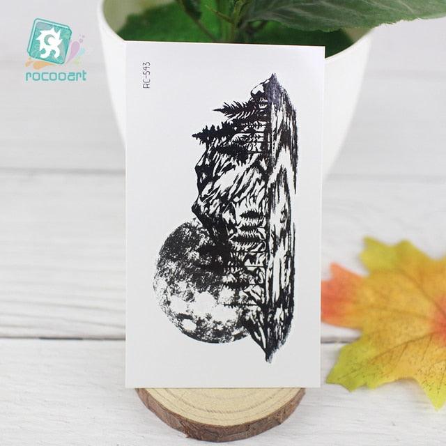 Black Temporary Waterproof Tattoo Sticker Mountains Tree Body Decoration Elegant Stylish Design - STEVVEX Beauty - 103, Arm Tattoo, Beauty, Black Tattoos, Body Tattoo, Fashion Tattoo, Girls Tattoo, Leg Tattoo, Luxury Tattoo, Men Tattoo, Modern Tatoos, Modern Tattoo, Moon Tattoo, Mountains Tattoo, Nature Tattoo, Small Tattoo, Stylish Tattoo, Tattoo, Waterproof Tattoo, Women Tattoo, Womens Tattoo - Stevvex.com