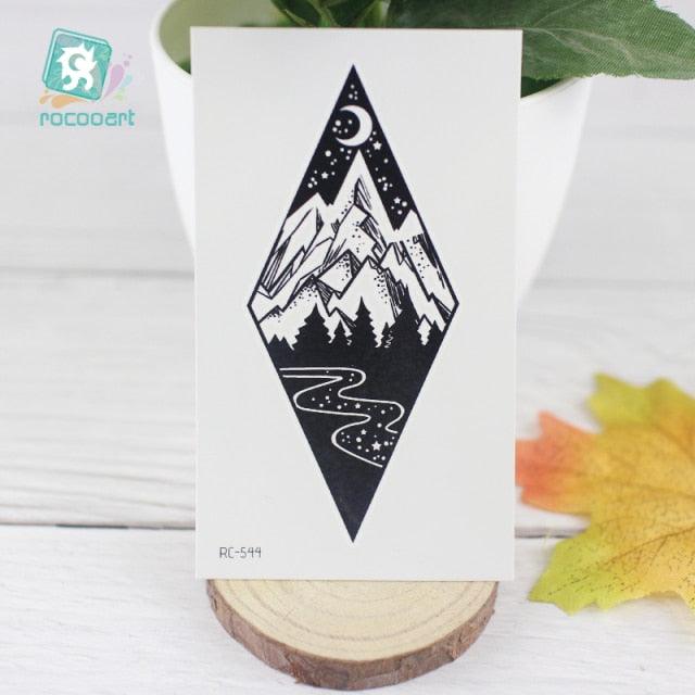 Black Temporary Waterproof Tattoo Sticker Mountains Tree Body Decoration Elegant Stylish Design - STEVVEX Beauty - 103, Arm Tattoo, Beauty, Black Tattoos, Body Tattoo, Fashion Tattoo, Girls Tattoo, Leg Tattoo, Luxury Tattoo, Men Tattoo, Modern Tatoos, Modern Tattoo, Moon Tattoo, Mountains Tattoo, Nature Tattoo, Small Tattoo, Stylish Tattoo, Tattoo, Waterproof Tattoo, Women Tattoo, Womens Tattoo - Stevvex.com