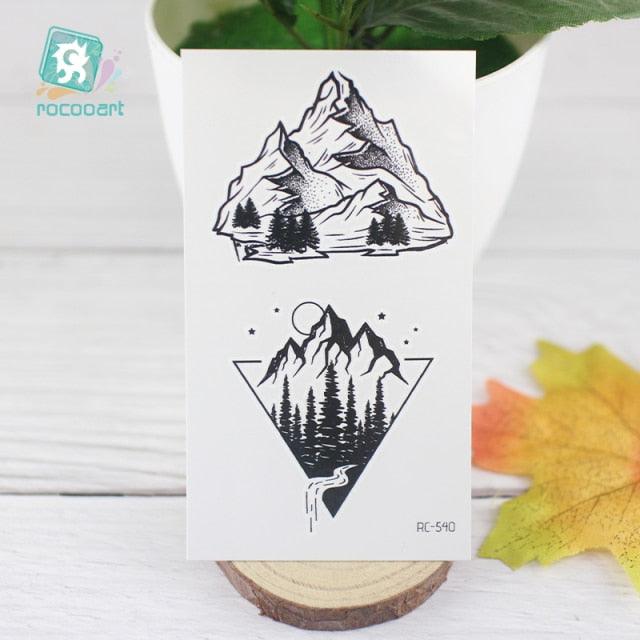 Black Temporary Waterproof Tattoo Sticker Mountains Tree Body Decoration Elegant Stylish Design - STEVVEX Beauty - 103, Arm Tattoo, Beauty, Black Tattoos, Body Tattoo, Fashion Tattoo, Girls Tattoo, Leg Tattoo, Luxury Tattoo, Men Tattoo, Modern Tatoos, Modern Tattoo, Moon Tattoo, Mountains Tattoo, Nature Tattoo, Small Tattoo, Stylish Tattoo, Tattoo, Waterproof Tattoo, Women Tattoo, Womens Tattoo - Stevvex.com