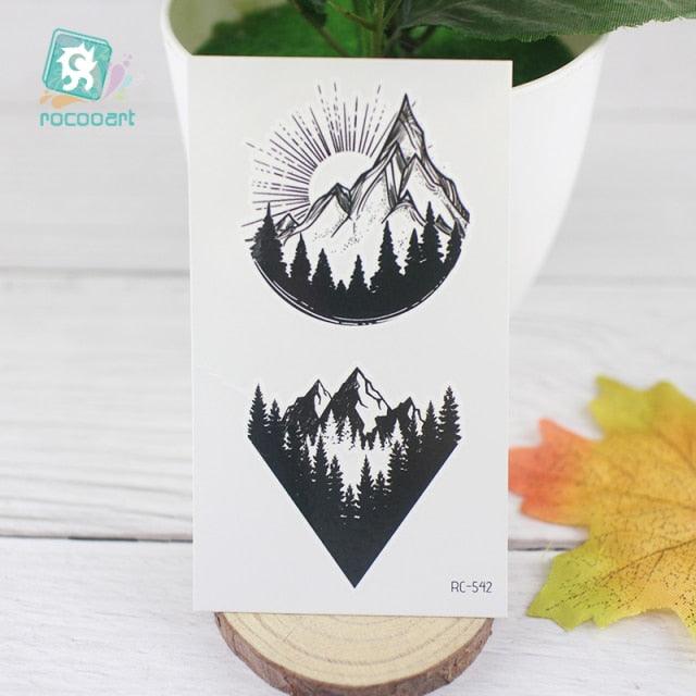 Black Temporary Waterproof Tattoo Sticker Mountains Tree Body Decoration Elegant Stylish Design - STEVVEX Beauty - 103, Arm Tattoo, Beauty, Black Tattoos, Body Tattoo, Fashion Tattoo, Girls Tattoo, Leg Tattoo, Luxury Tattoo, Men Tattoo, Modern Tatoos, Modern Tattoo, Moon Tattoo, Mountains Tattoo, Nature Tattoo, Small Tattoo, Stylish Tattoo, Tattoo, Waterproof Tattoo, Women Tattoo, Womens Tattoo - Stevvex.com