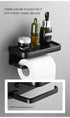 Black Toilet Paper Holder Multifunction Bathroom Storage Shelf Roll Paper Holder Toilet Paper Holder With Shelf Matte Black Toilet Paper Holder Toilet Paper Roll Holder Bathroom Adhesive Toilet Paper Holder