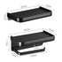 Black Toilet Paper Holder Multifunction Bathroom Storage Shelf Roll Paper Holder Toilet Paper Holder With Shelf Matte Black Toilet Paper Holder Toilet Paper Roll Holder Bathroom Adhesive Toilet Paper Holder