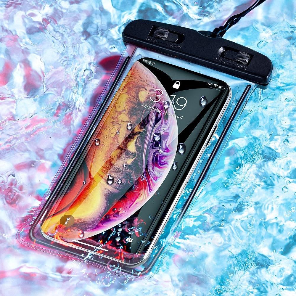 Black Waterproof Mobile Cover Pouch Mobile Case Phone Pouch for iPhone Outdoor Waterproof Phone Case Universal Bag For iPhone 13 12 11 Pro Max Waterproof Phone Pouch Case & Strap