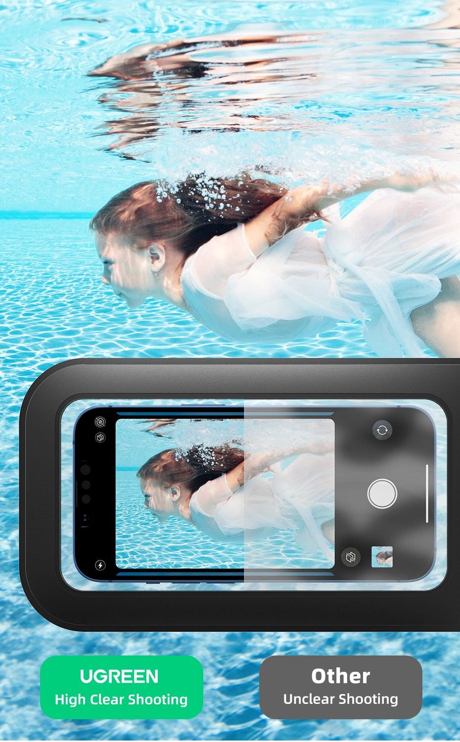 Black Waterproof Phone Case Bag For iPhone 14 13 12 Pro Max Swim Pouch For Universal Protective Phone Case Universal Waterproof Underwater Dustproof Touch Phone Case for iPhone