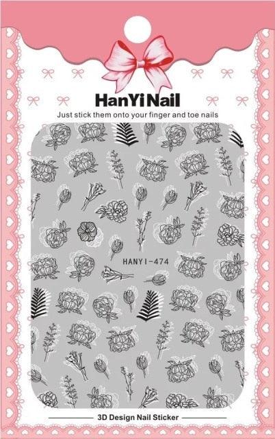 Black White 3D Nail Sticker Decals Cool English Letter Nail Art Decoration Manicure Design Christmas New Year Gift French Nail Art Stickers Decals 8Sheets Nail Art Supplies 3D Self-Adhesive Nail Art Decoration  Pattern Nail Accessories Classic Simple