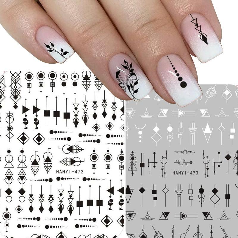 Black White 3D Nail Sticker Decals Cool English Letter Nail Art Decoration Manicure Design Christmas New Year Gift French Nail Art Stickers Decals 8Sheets Nail Art Supplies 3D Self-Adhesive Nail Art Decoration  Pattern Nail Accessories Classic Simple