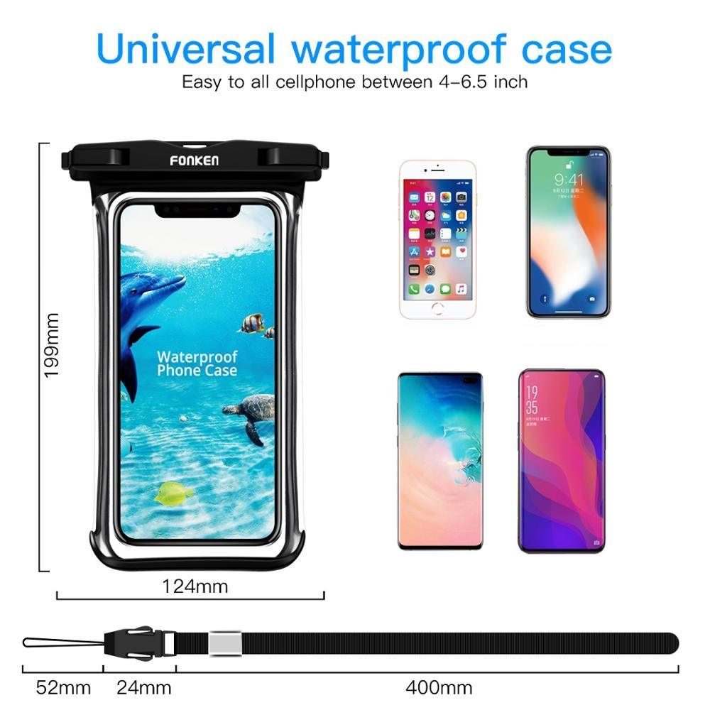 Black White Full View Waterproof Case for Phone Underwater Snow Transparent Swimming Pouch Big Mobile Phone Covers Waterproof Mobile Phone Case Underwater Waterproof Iphone Case