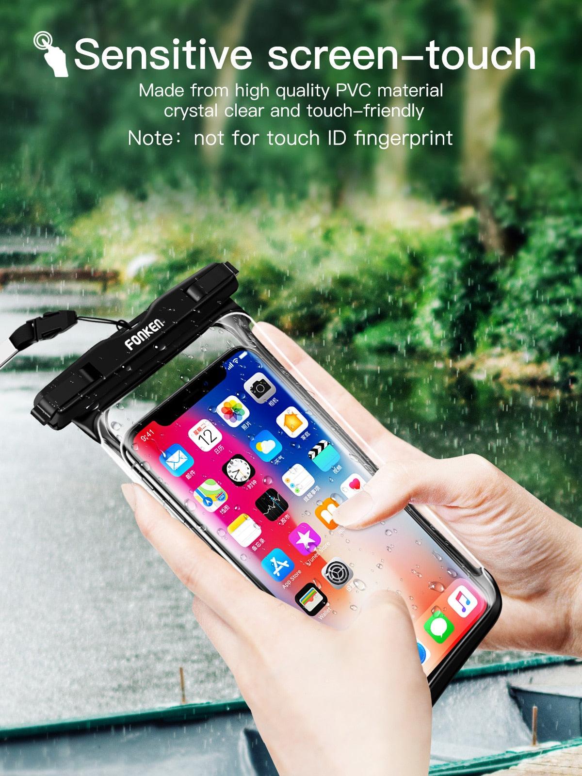 Black White Full View Waterproof Case for Phone Underwater Snow Transparent Swimming Pouch Big Mobile Phone Covers Waterproof Mobile Phone Case Underwater Waterproof Iphone Case