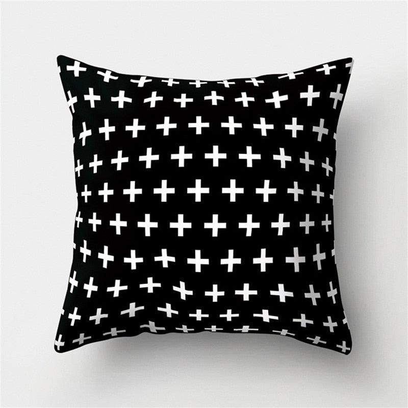 Black White Geometric Cushion Cover Pillowcase Sofa Cushions Decorative Pillow Covers Stripe Pattern Throw Pillow Case Daily Decorations Sofa Throw Pillow Case Cushion Covers Pillowcase Polyester Home Decor Pillow Cases 45x45CM