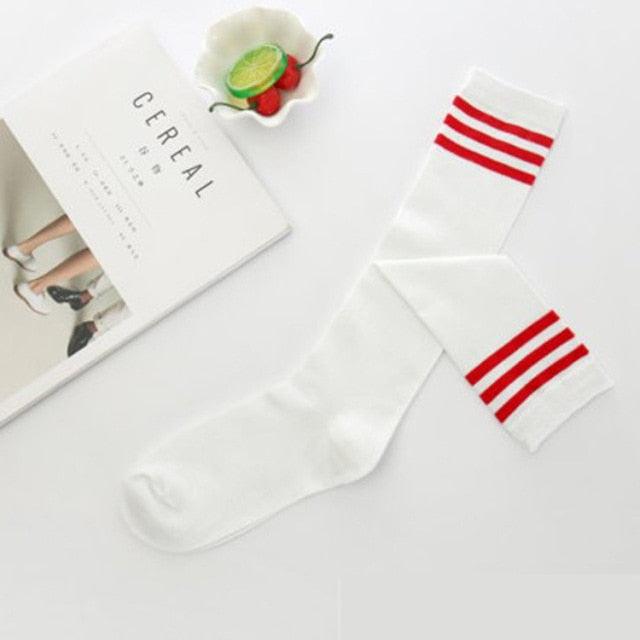 Black White Striped Long Over Knee Thigh High Cotton Socks Over The Knee Stockings For Ladies Warm Knee Socks for Women - ALLURELATION - 500, adult socks, anime socks, basketball socks, bike socks, breathable socks, casual socks, colorful socks, cotton socks, cute socks, cycling socks, female socks, footbal socks, footwear, long socks, over knee socks, school socks, short socks, Socks, socks for girls, socks for women, socks outdoor socks, stockings, thigh high socks, Women socks - Stevvex.com