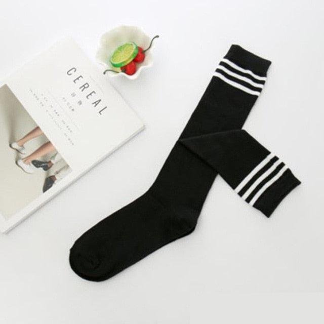 Black White Striped Long Over Knee Thigh High Cotton Socks Over The Knee Stockings For Ladies Warm Knee Socks for Women - ALLURELATION - 500, adult socks, anime socks, basketball socks, bike socks, breathable socks, casual socks, colorful socks, cotton socks, cute socks, cycling socks, female socks, footbal socks, footwear, long socks, over knee socks, school socks, short socks, Socks, socks for girls, socks for women, socks outdoor socks, stockings, thigh high socks, Women socks - Stevvex.com