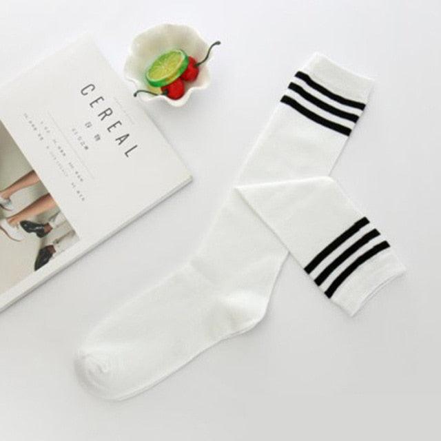 Black White Striped Long Over Knee Thigh High Cotton Socks Over The Knee Stockings For Ladies Warm Knee Socks for Women - ALLURELATION - 500, adult socks, anime socks, basketball socks, bike socks, breathable socks, casual socks, colorful socks, cotton socks, cute socks, cycling socks, female socks, footbal socks, footwear, long socks, over knee socks, school socks, short socks, Socks, socks for girls, socks for women, socks outdoor socks, stockings, thigh high socks, Women socks - Stevvex.com