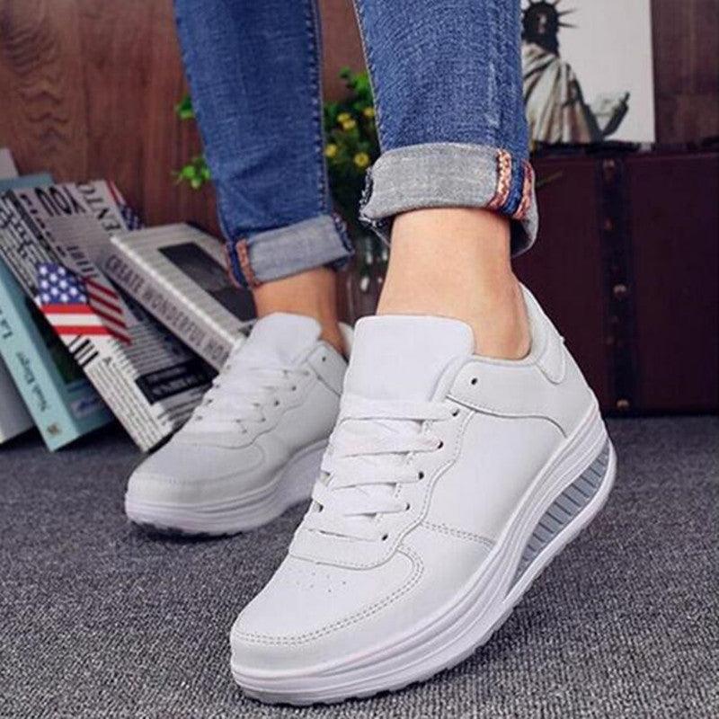 Black Women Sneakers Breathable Waterproof Ladies Sneaker Leather Casual Sport Casual Sports Flat Low Top Sneaker Lace-up Classic Girls Comfortable Women's Sneakers