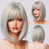 Blonde White Black Ombre Bob Synthetic Wigs for Women Straight Hair Wigs Cosplay Party Wig with bangs Heat Resistant Wigs For Black Women Cosplay Wigs For Women