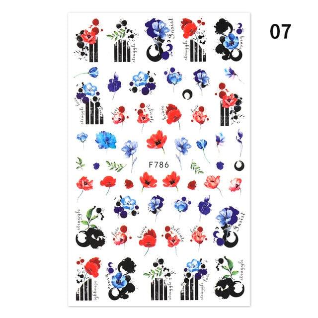 Blue Butterfly 3D Nail Stickers Flowers Leaves Self Adhesive Transfer Sliders Wraps Manicures Foils Decorations Decoration Tattoo Manicure Transfer Nail Decals Flowers Butterfly Designs Nails Supply Manicure Tips Design Nail Decoration