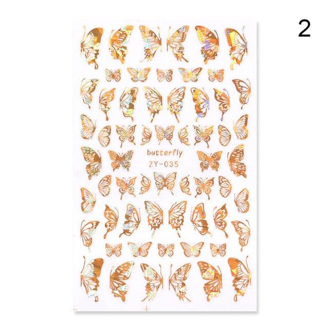 Blue Butterfly 3D Nail Stickers Flowers Leaves Self Adhesive Transfer Sliders Wraps Manicures Foils Decorations Decoration Tattoo Manicure Transfer Nail Decals Flowers Butterfly Designs Nails Supply Manicure Tips Design Nail Decoration