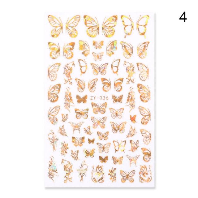 Blue Butterfly 3D Nail Stickers Flowers Leaves Self Adhesive Transfer Sliders Wraps Manicures Foils Decorations Decoration Tattoo Manicure Transfer Nail Decals Flowers Butterfly Designs Nails Supply Manicure Tips Design Nail Decoration