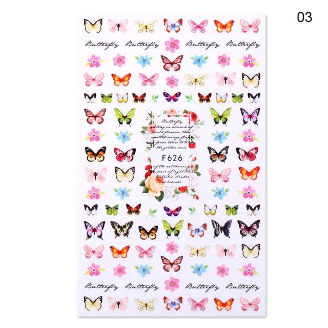 Blue Butterfly 3D Nail Stickers Flowers Leaves Self Adhesive Transfer Sliders Wraps Manicures Foils Decorations Decoration Tattoo Manicure Transfer Nail Decals Flowers Butterfly Designs Nails Supply Manicure Tips Design Nail Decoration