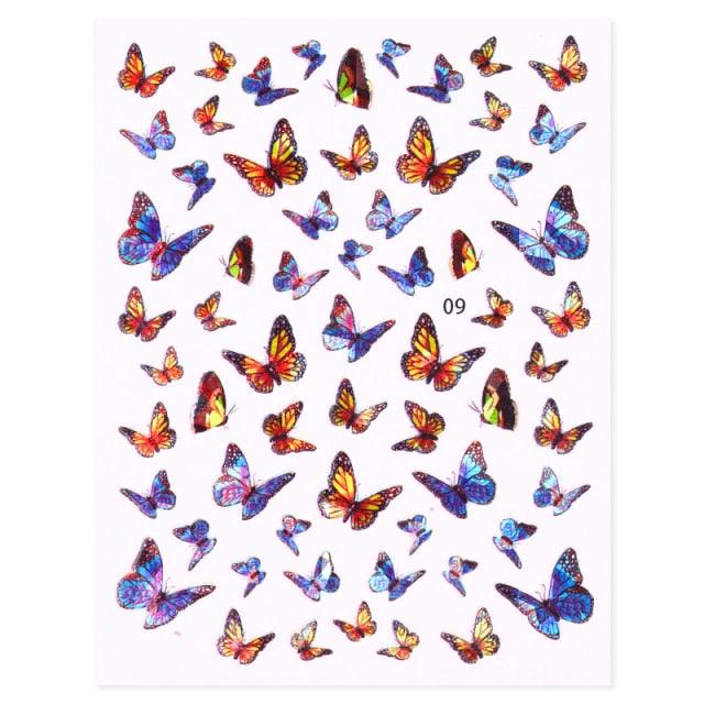 Blue Butterfly 3D Nail Stickers Flowers Leaves Self Adhesive Transfer Sliders Wraps Manicures Foils Decorations Decoration Tattoo Manicure Transfer Nail Decals Flowers Butterfly Designs Nails Supply Manicure Tips Design Nail Decoration