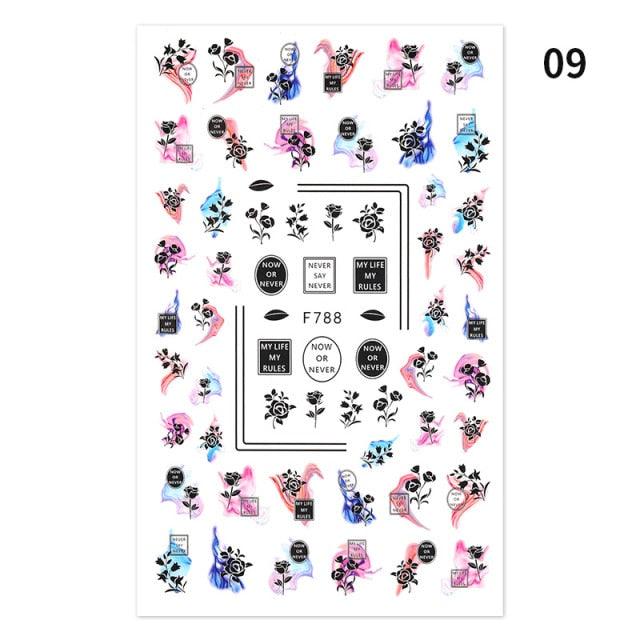 Blue Butterfly 3D Nail Stickers Flowers Leaves Self Adhesive Transfer Sliders Wraps Manicures Foils Decorations Decoration Tattoo Manicure Transfer Nail Decals Flowers Butterfly Designs Nails Supply Manicure Tips Design Nail Decoration