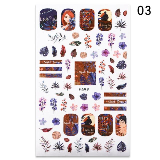 Blue Butterfly 3D Nail Stickers Flowers Leaves Self Adhesive Transfer Sliders Wraps Manicures Foils Decorations Decoration Tattoo Manicure Transfer Nail Decals Flowers Butterfly Designs Nails Supply Manicure Tips Design Nail Decoration