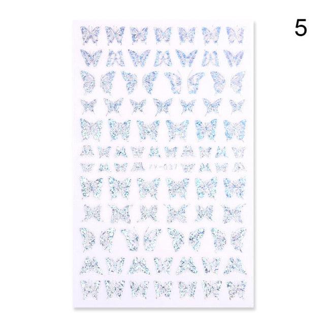 Blue Butterfly 3D Nail Stickers Flowers Leaves Self Adhesive Transfer Sliders Wraps Manicures Foils Decorations Decoration Tattoo Manicure Transfer Nail Decals Flowers Butterfly Designs Nails Supply Manicure Tips Design Nail Decoration