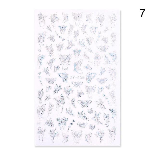 Blue Butterfly 3D Nail Stickers Flowers Leaves Self Adhesive Transfer Sliders Wraps Manicures Foils Decorations Decoration Tattoo Manicure Transfer Nail Decals Flowers Butterfly Designs Nails Supply Manicure Tips Design Nail Decoration