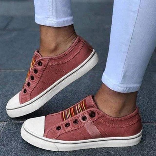 Blue Low-Cut Canvas Flat Shoes Women Casual Vulcanize Shoes New Women Summer Autumn Casual Slip On Canvas Comfortable Walking Flats Elegant Sneakers