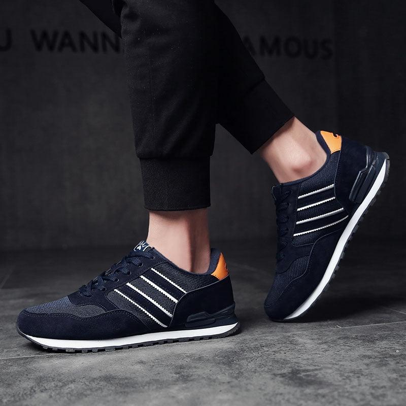 Blue Mens Casual Shoes Comfortable Sneakers Artificial Leather Male Spring Flats Trainers Outdoor Mens Casual Sports High Quality Sneaker Sport Walking Fashion Sneakers