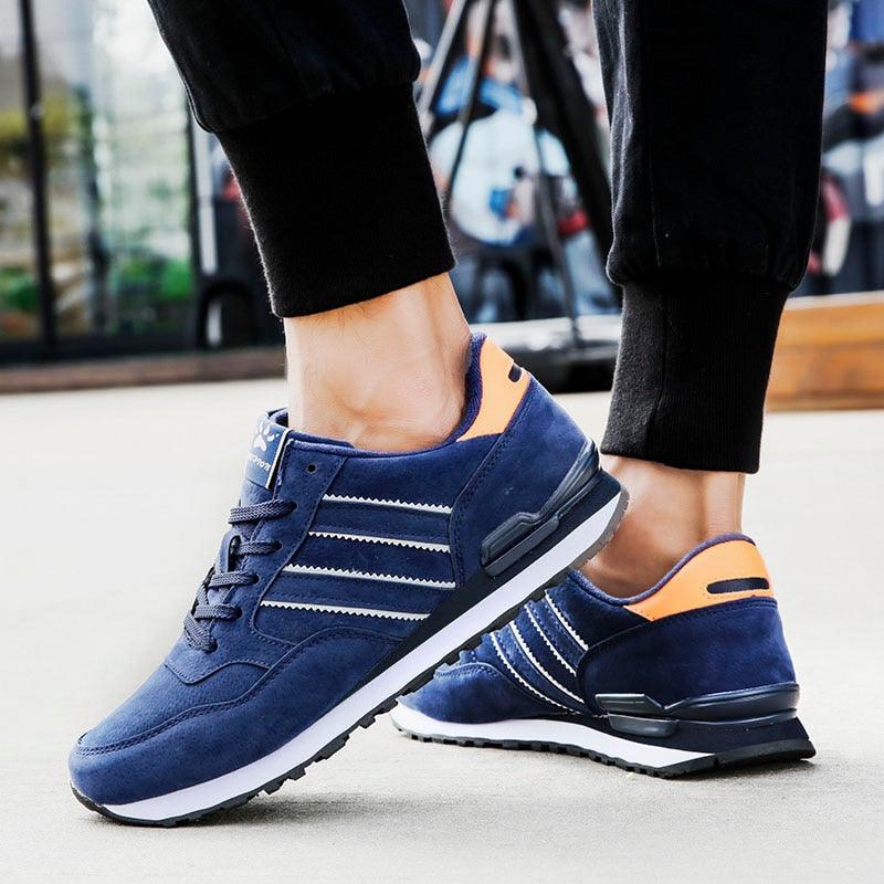 Blue Mens Casual Shoes Comfortable Sneakers Artificial Leather Male Spring Flats Trainers Outdoor Mens Casual Sports High Quality Sneaker Sport Walking Fashion Sneakers