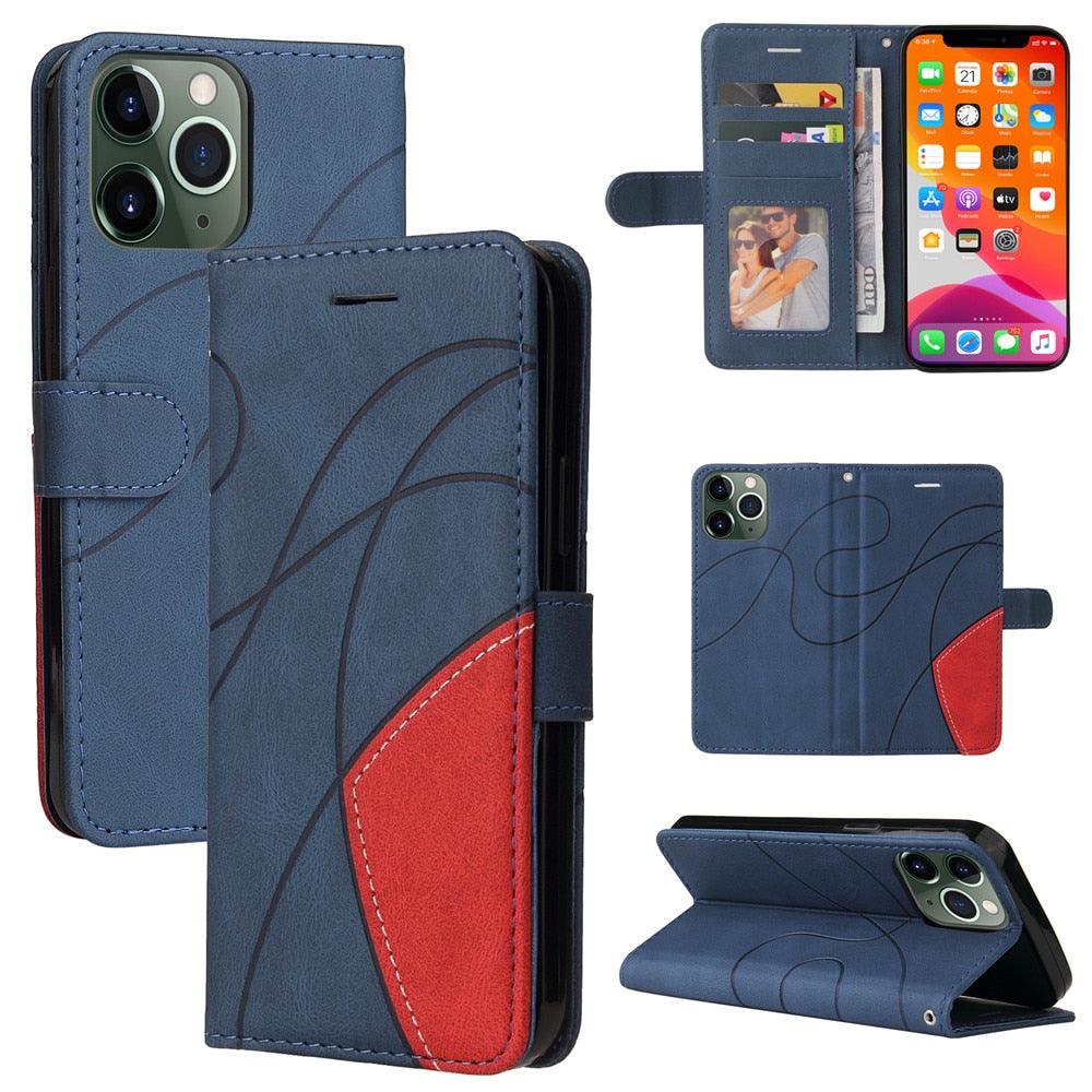 Blue PU Leather Wallet Flip Phone Case Cover For iPhone 13 Pro Max Case Leather Flip Cover iPhone 13 Pro Phone Case For  iPhone 12 Mini 14 11 8 7 6 6s Plus 5 5s Case