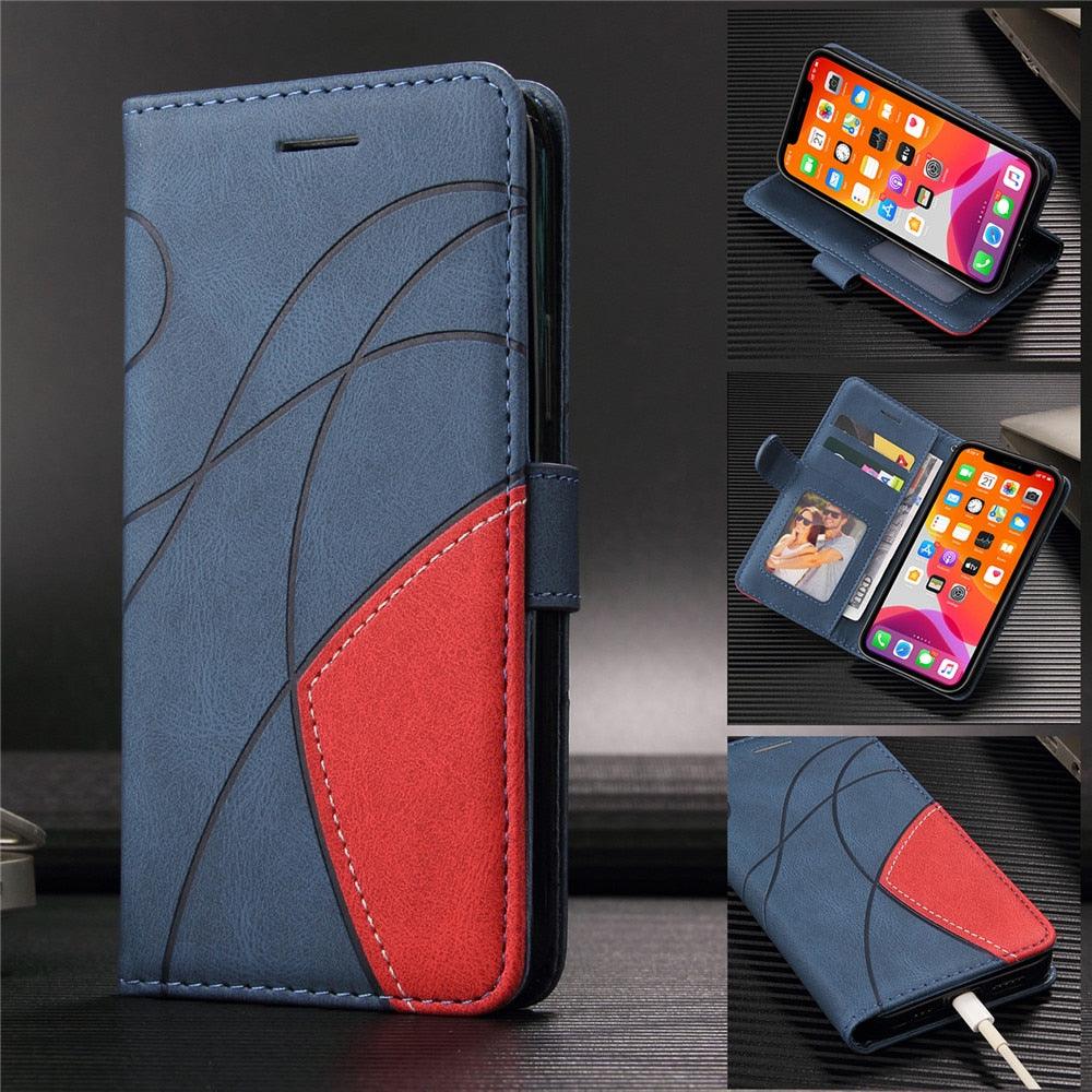 Blue PU Leather Wallet Flip Phone Case Cover For iPhone 13 Pro Max Case Leather Flip Cover iPhone 13 Pro Phone Case For  iPhone 12 Mini 14 11 8 7 6 6s Plus 5 5s Case