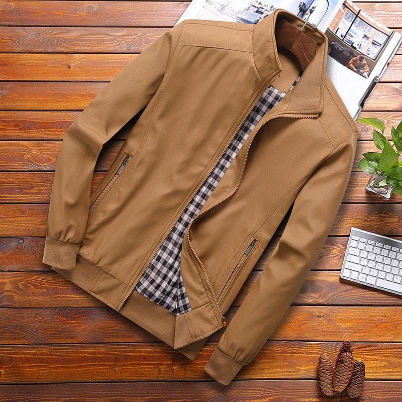 Blue Spring Autumn Casual Solid Fashion Slim Jacket Men Overcoat Jackets Men's Jacket Men's Lightweight Windbreaker Stretch Athletic Outdoor Golf Jacket