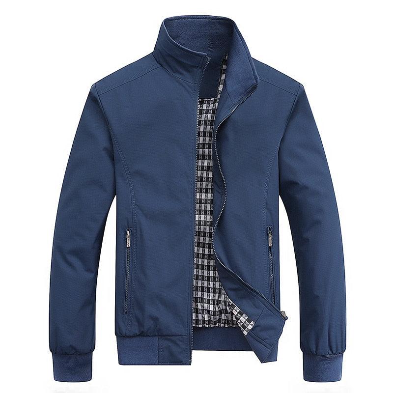 Blue Spring Autumn Casual Solid Fashion Slim Jacket Men Overcoat Jackets Men's Jacket Men's Lightweight Windbreaker Stretch Athletic Outdoor Golf Jacket