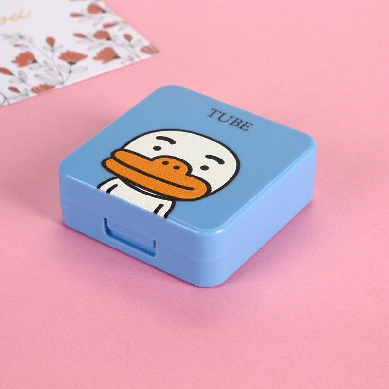 Blue Square Contact Lens Case Small Fresh Contact Lens Case Travel Glasses Case Cute Travel Contact Case All In One Storage Container With Bottle Tweezers Contact Applicator