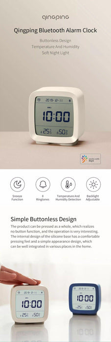 Bluetooth Alarm Clock Temperature Humidity Display LCD Screen Adjustable Clock Dual Alarm Clock with Night Light, Alarm Clock for Kids Small Alarm Clock for Home Bedroom Travel USB Powered Cute Design Nightlight With APP Smart Home