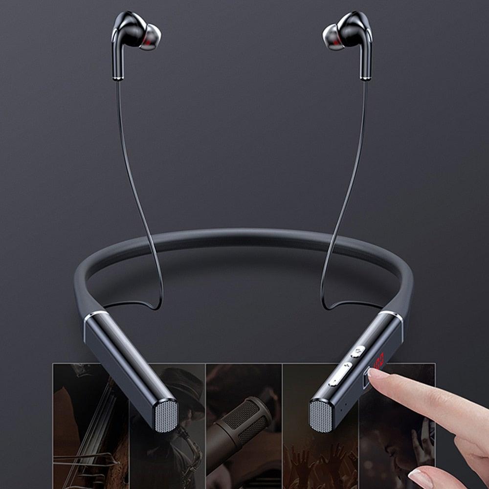 Bluetooth-Compatible Magnetic Neckband Headphone Wireless Earphone Sport Headset Noise Cancelling Microphone Bluetooth Over Ear Headphones, Wireless 5.0/Wired Headset, 55Hrs Playtime, Hi-Fi Stereo Deep Bass, Soft Earmuffs & Light Weight