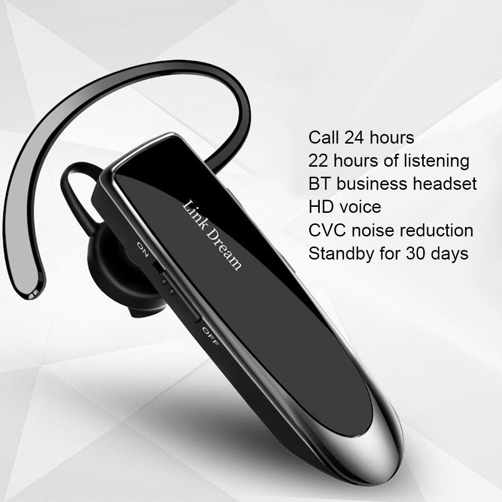 Bluetooth Earpiece V5.0 Wireless Handsfree Headset With Microphone 24 Hrs Driving Headset 30 Days Standby Time Bluetooth Music Headset Waterproof Earphone Works On All Smartphones Sport Wireless Earphones