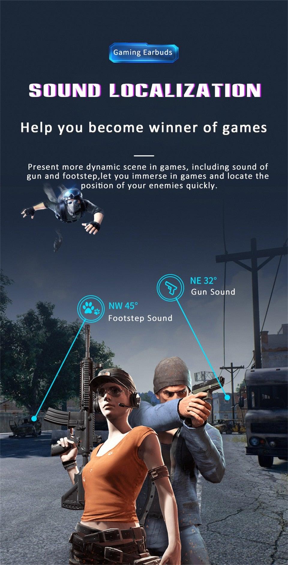 Bluetooth Game Headset Mobile Game 65ms Low Latency Chicken Winner True Wireless Earbuds with Mic Gaming Bluetooth Headphones Touch Control  Eating Competitive Stereo Noise Reduction Earphones With Mic