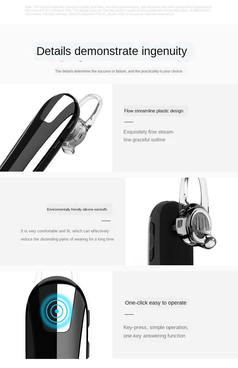 Bluetooth Headset Bluetooth 5.0 Earpiece Dual Mic Noise Cancelling Bluetooth Earpiece 16Hrs Talktime Wireless Headset Hands-Free Earphone for Truck Driver Handsfree Headphones Mini Wireless Earphone Earbud Earpiece