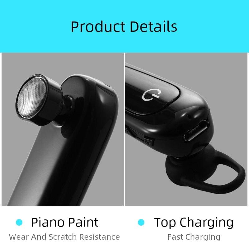 Bluetooth Wireless Earphones Single-Ear Hands Free Business Bluetooth Headset 24 Hours Playing Time for Business/Driving Charging Case for Sports Running Workout Gaming